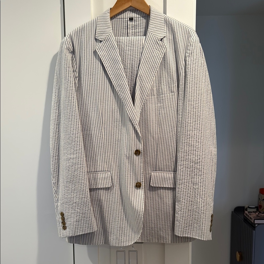 Jcrew Men's Seersucker Suit - Blue Seersucker